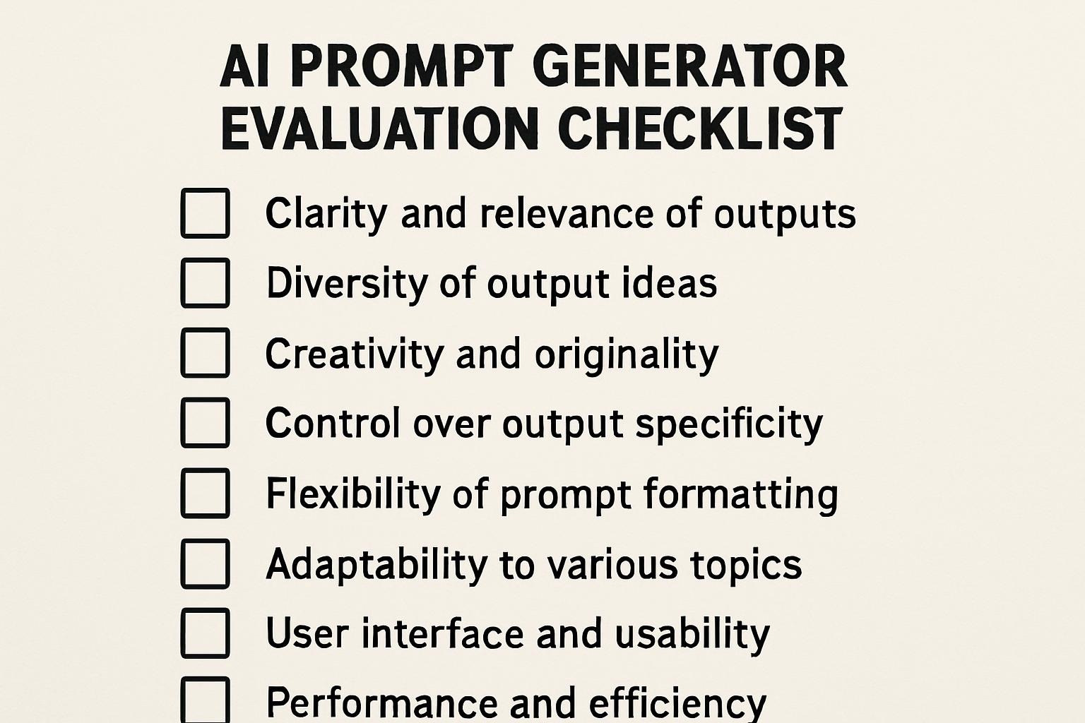 AI Prompt Generator Evaluation Checklist